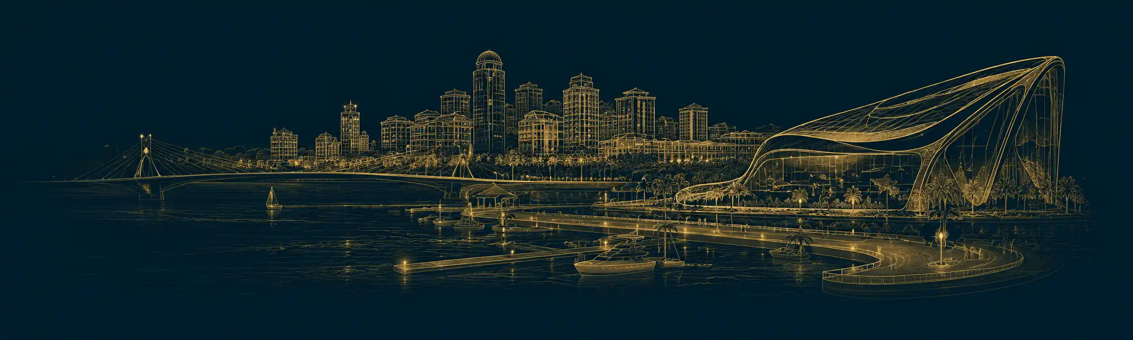 Gold line-art illustration representing the destination platform